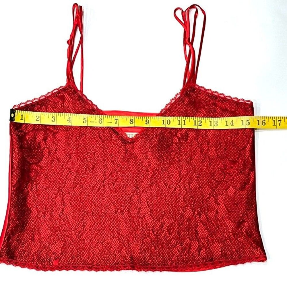 Vintage Victoria’s Secret Gold Label Red Satin Lace Cami Panty Set Small Y2K - Picture 6 of 12